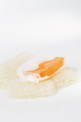 colorful soap on white background