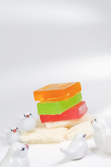 colorful soap on white background