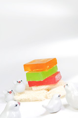 colorful soap on white background