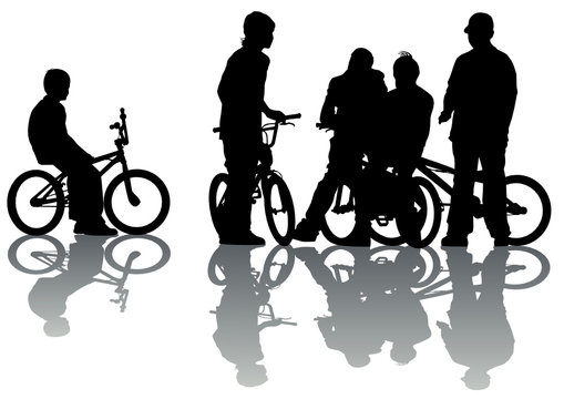 Fototapeta Cyclists group teen