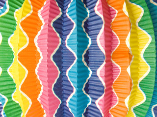 Closeup of the colored paper lantern texture.