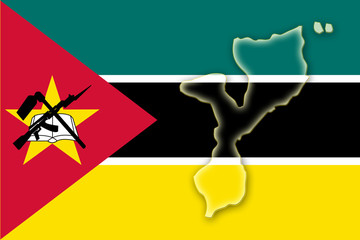 mozambique, mosambik, flag, flagge, shape - obrazy, fototapety, plakaty