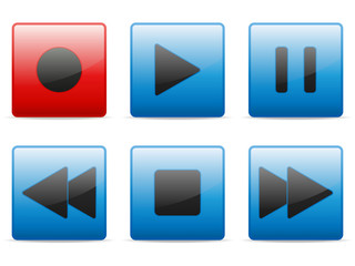 Media buttons set, vector