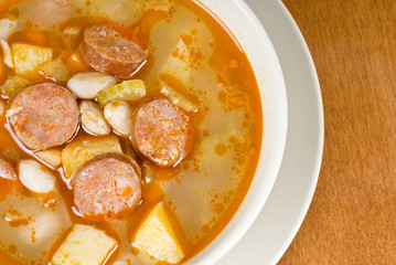 Romano Bean Soup with Chorizo Sausages