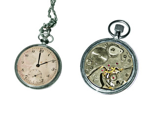 Plakat old pocket watch isolated