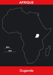 Carte Afrique - Ouganda - Vectoriel
