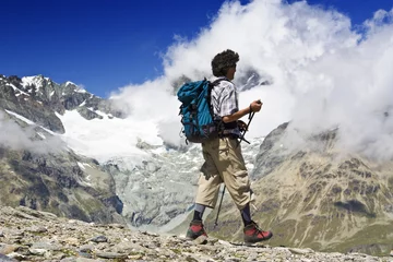 Crédence de cuisine en verre imprimé Alpinisme Wanderung in der Schweiz