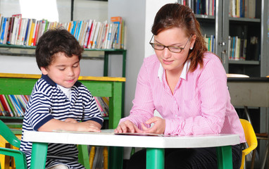 Teacher with preschooler