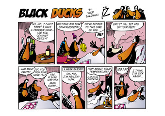 Fototapeta na wymiar Black Ducks Comic Strip episode 19