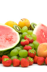 fresh fruits on white background