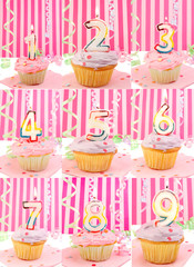 birthday number cupcakes