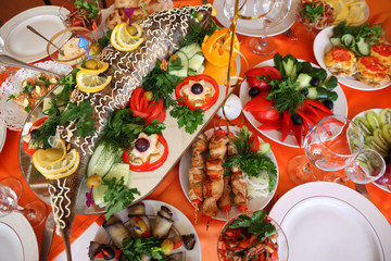 Fototapeta na wymiar holiday table with food