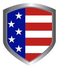 USA flag inlay on metal shield emblem