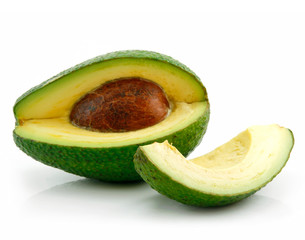 Ripe Sliced Avocado Isolated on White