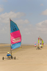 Char à voile sur la plage de Berck-sur-mer (Côte d'Opale)