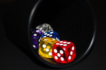 Dice in glass