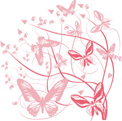 Fototapeta na wymiar pink curls and butterflies