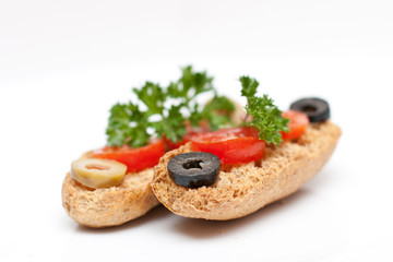 vegetarian food over white