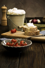 country style delicious food on rustic table