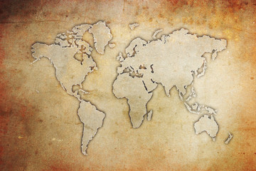 Fototapeta na wymiar Grunge World Map