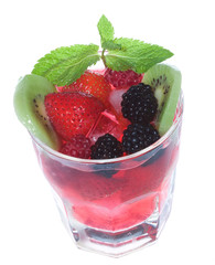 fruit cocktail with berries and kiwi