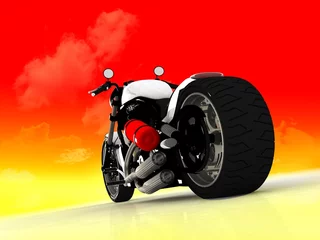 Cercles muraux Moto Motocyclette sur un fond de miroir