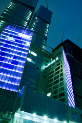 modern skyscrapers in the evening