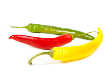 red, yellow and green hot chili peppers