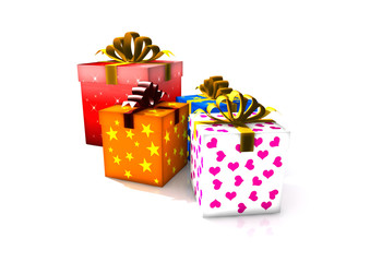 isolated gift boxes - 3d render illustration on white