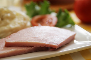 Ham and mashed potatoes