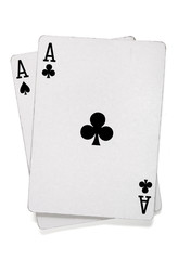 Pair of aces with poker cards with clipping path.