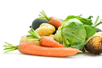 fresh vegetables on white background