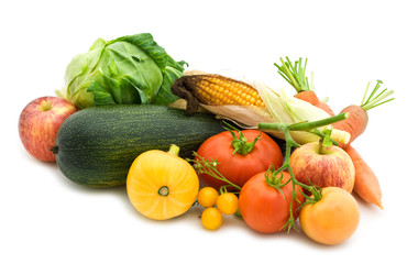 fresh vegetables on white background