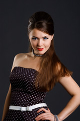 Fototapeta premium Beautyful girl on black background