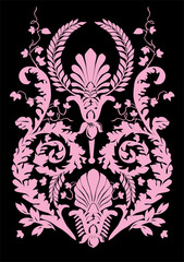 black and pink plant symmetric ornament