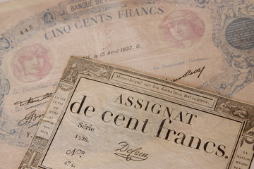 Obraz premium Assignat et billet bleu et rose