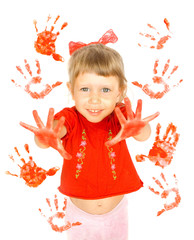 Girl and palms prints