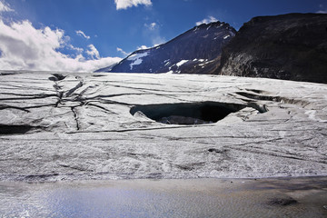 Enormous glacier in mountains of Northern Canada.