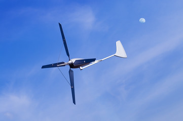 wind turbine with blue sky