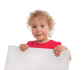 Little girl with empty blank