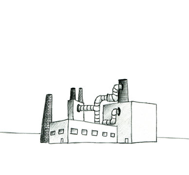 usine noir sur fond blanc