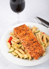 Salmon - Baked salmon with fresh pasta salad
