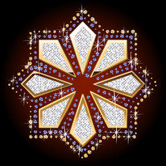 Ornamental symbol in gold and diamonds