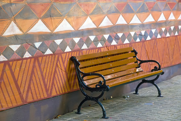 bench on a wall