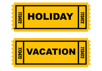 Holiday and vacation tickets isolated on white background.