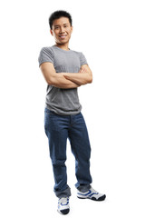 Fototapeta premium Full body pose of young fitness Asian man
