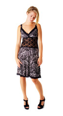 Sad Girl In Dress On White