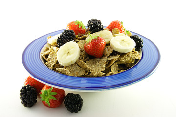 Bran Flakes in a Blue Bowl