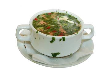 russian kvass soup isolated on white