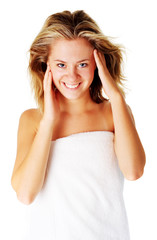 Fototapeta premium Beautiful Young Spa Woman On White